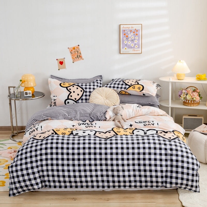 Kawaii Tiger Checked Bedding Sets - Kawaiies - Adorable - Cute - Plushies - Plush - Kawaii