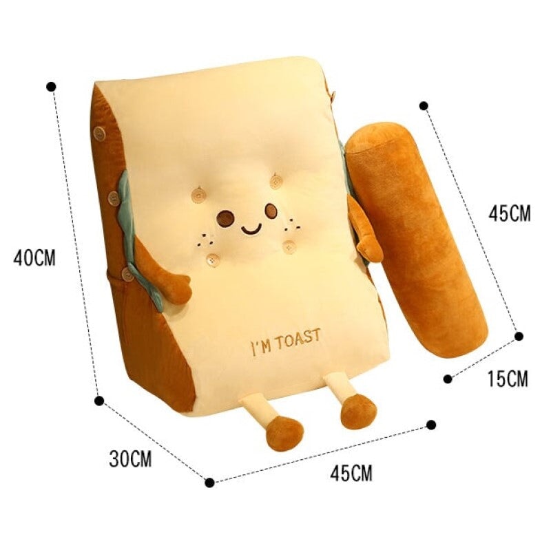 Kawaii Toasted Bread Back Support Plushie - Kawaiies - Adorable - Cute - Plushies - Plush - Kawaii