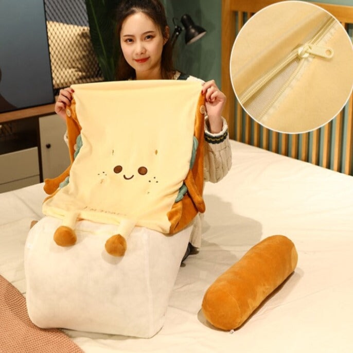 Kawaii Toasted Bread Back Support Plushie - Kawaiies - Adorable - Cute - Plushies - Plush - Kawaii