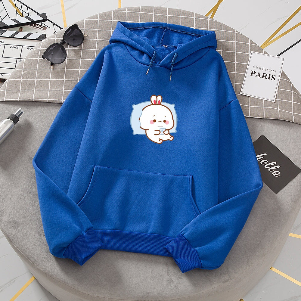 Kawaii White Bunny Chilling Part-Cotton Hoodie - Kawaiies - Adorable - Cute - Plushies - Plush - Kawaii