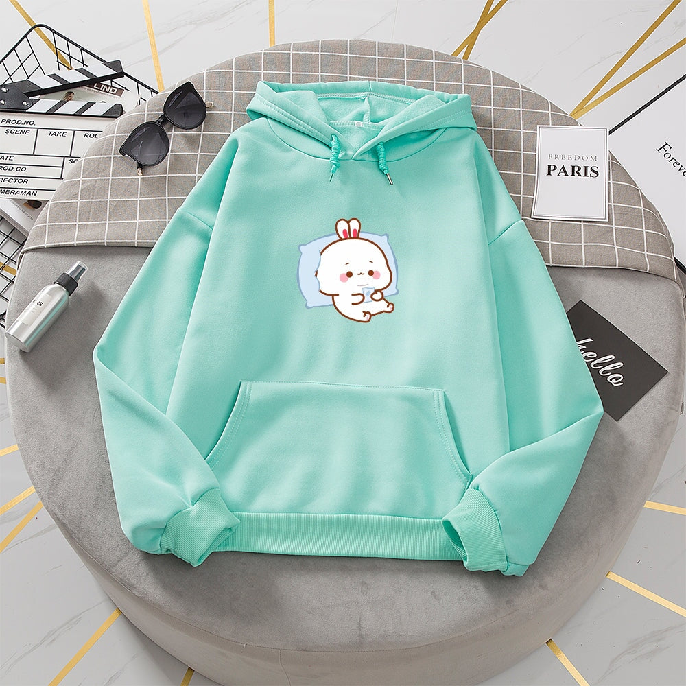 Kawaii White Bunny Chilling Part-Cotton Hoodie - Kawaiies - Adorable - Cute - Plushies - Plush - Kawaii