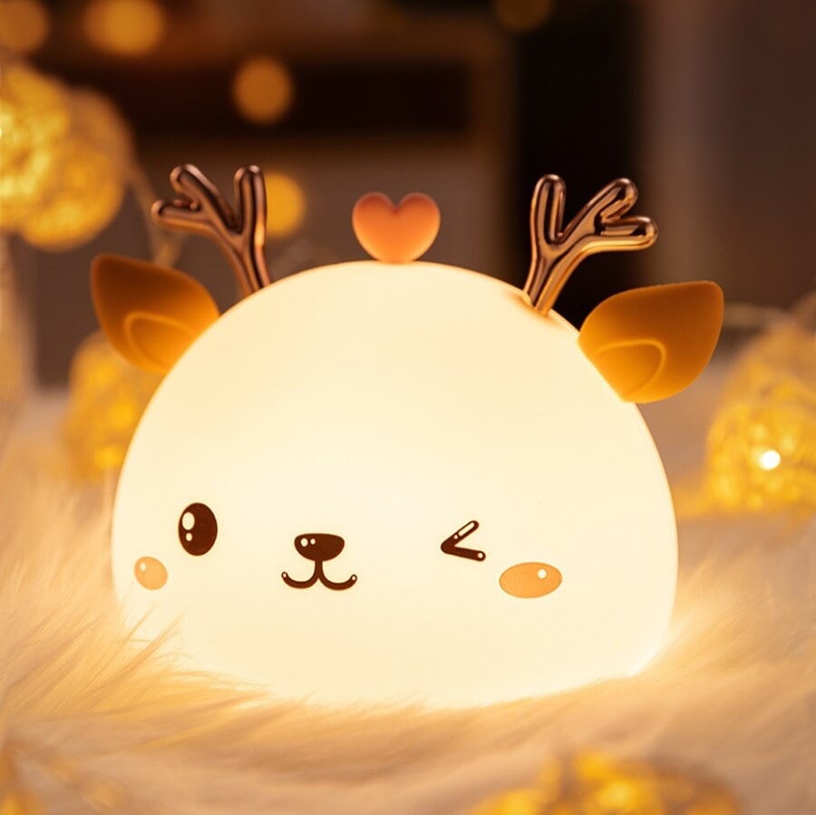Kawaii Winking Reindeer Head LED Night Light - Kawaiies - Adorable - Cute - Plushies - Plush - Kawaii