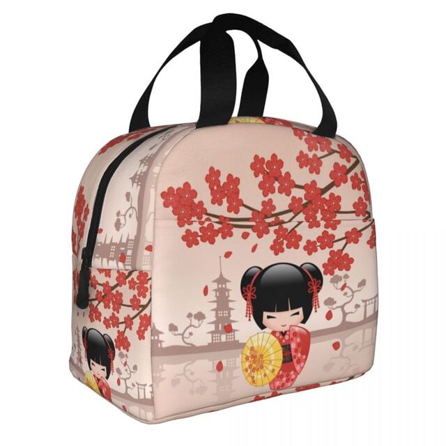 kawaiies-softtoys-plushies-kawaii-plush-Kokeshi Doll Sakura Lunch Bag Bag 