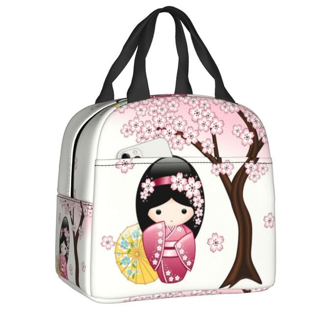 kawaiies-softtoys-plushies-kawaii-plush-Kokeshi Doll Sakura Lunch Bag Bag 