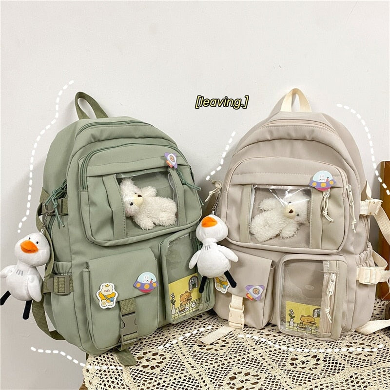 Bear & Release Buckle Decor Functional Backpack