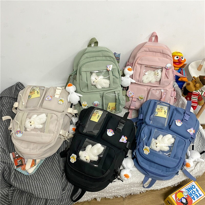 Eyiiye Canvas Bags Young Boys And Girls School Bags Travel Bags College Students Campus Backpack High School Student Shoulder Bag Gray Onesize