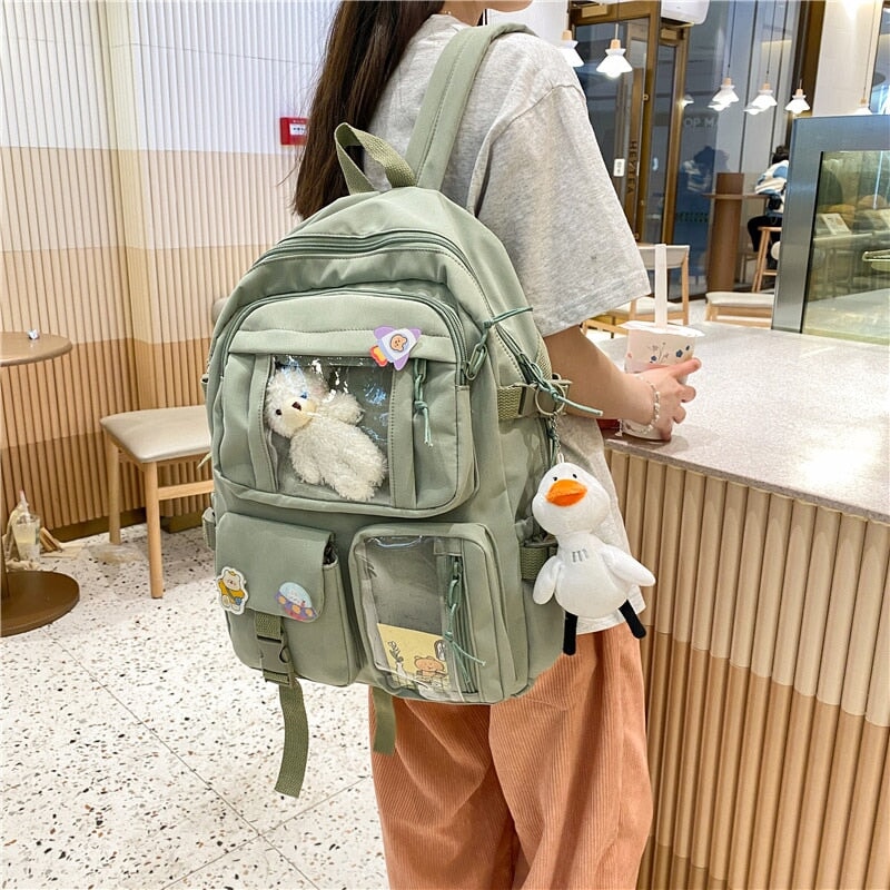 Eyiiye Canvas Bags Young Boys And Girls School Bags Travel Bags College Students Campus Backpack High School Student Shoulder Bag Gray Onesize