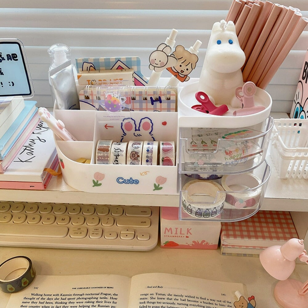 Large Multi-level Plastic Stationery Storage - Kawaiies - Adorable - Cute - Plushies - Plush - Kawaii