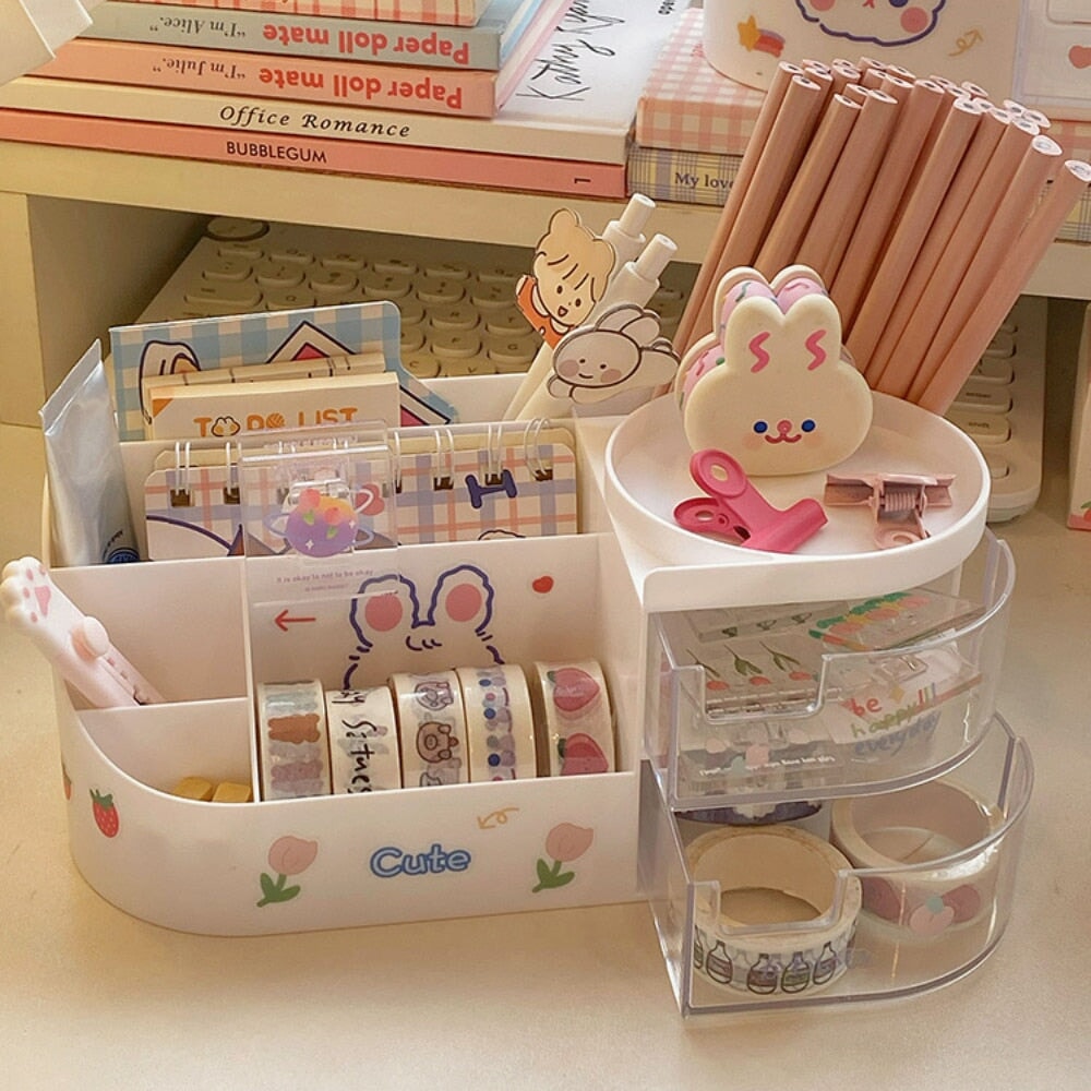 Mini Refrigerator Desktop Pen Holder Box Desk Organizer Storage Box Pen  Holder Drawer Cute Kawaii Storage Case Pencil Organizer