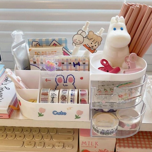 Large Multi-level Plastic Stationery Storage - Kawaiies - Adorable - Cute - Plushies - Plush - Kawaii