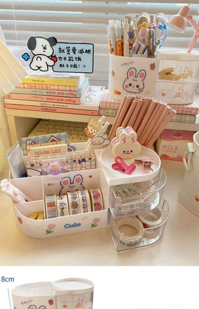 Large Multi-level Plastic Stationery Storage - Kawaiies - Adorable - Cute - Plushies - Plush - Kawaii