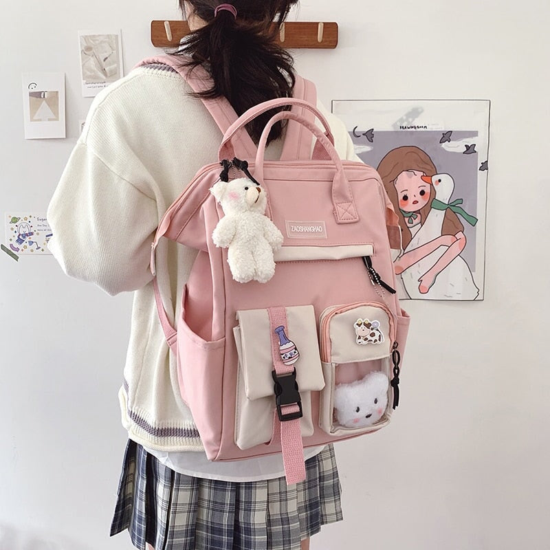 Large Pastel Waterproof Backpack Handbag - Kawaiies - Adorable - Cute - Plushies - Plush - Kawaii