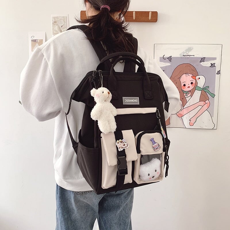 Large Pastel Waterproof Backpack Handbag - Kawaiies - Adorable - Cute - Plushies - Plush - Kawaii