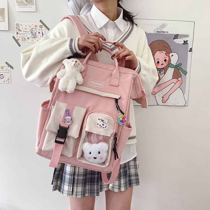 Large Pastel Waterproof Backpack Handbag - Kawaiies - Adorable - Cute - Plushies - Plush - Kawaii