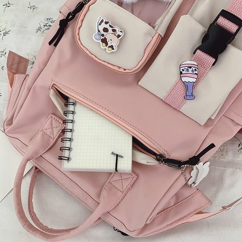 Large Pastel Waterproof Backpack Handbag - Kawaiies - Adorable - Cute - Plushies - Plush - Kawaii