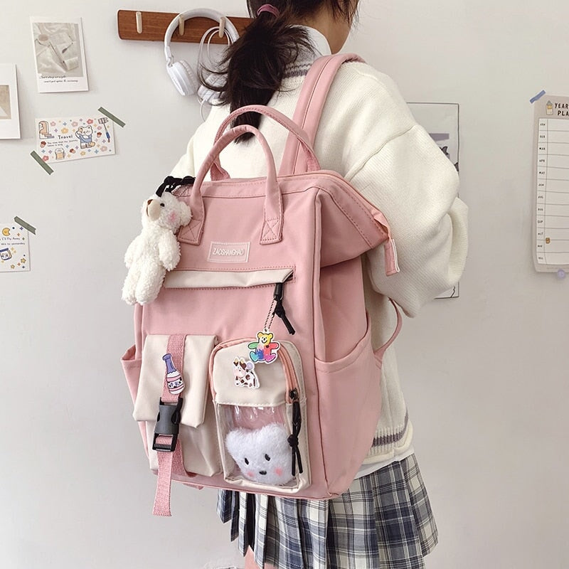 Large Pastel Waterproof Backpack Handbag - Kawaiies - Adorable - Cute - Plushies - Plush - Kawaii