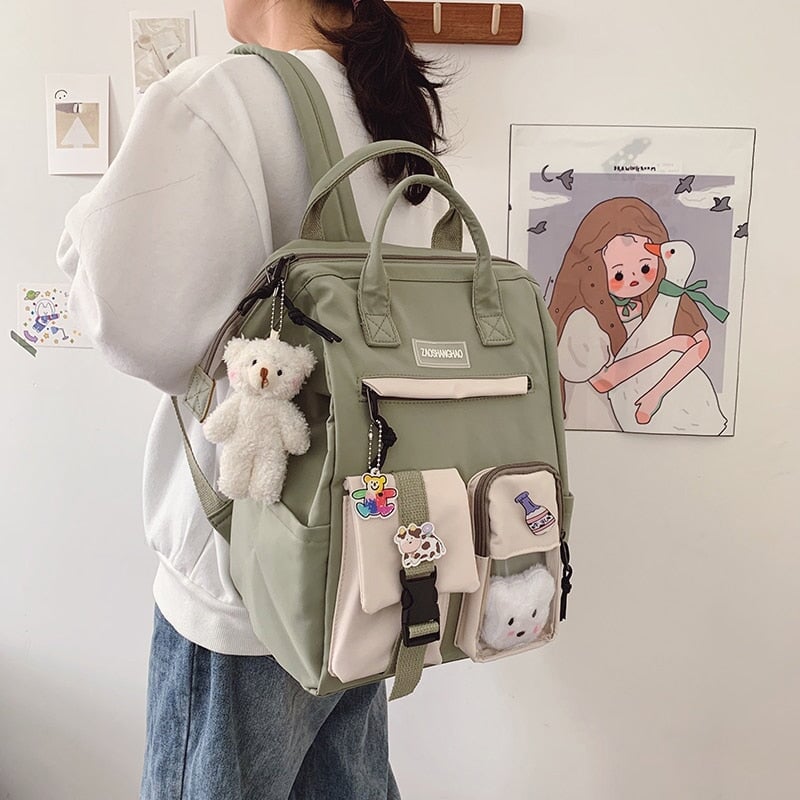 Large Pastel Waterproof Backpack Handbag - Kawaiies - Adorable - Cute - Plushies - Plush - Kawaii