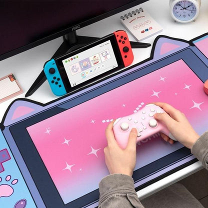 Large Pink Kawaii Gaming Cat Print Mouse Pad - Kawaiies - Adorable - Cute - Plushies - Plush - Kawaii