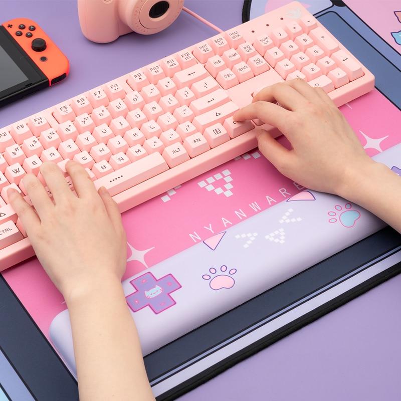 Large Pink Kawaii Gaming Cat Print Mouse Pad - Kawaiies - Adorable - Cute - Plushies - Plush - Kawaii