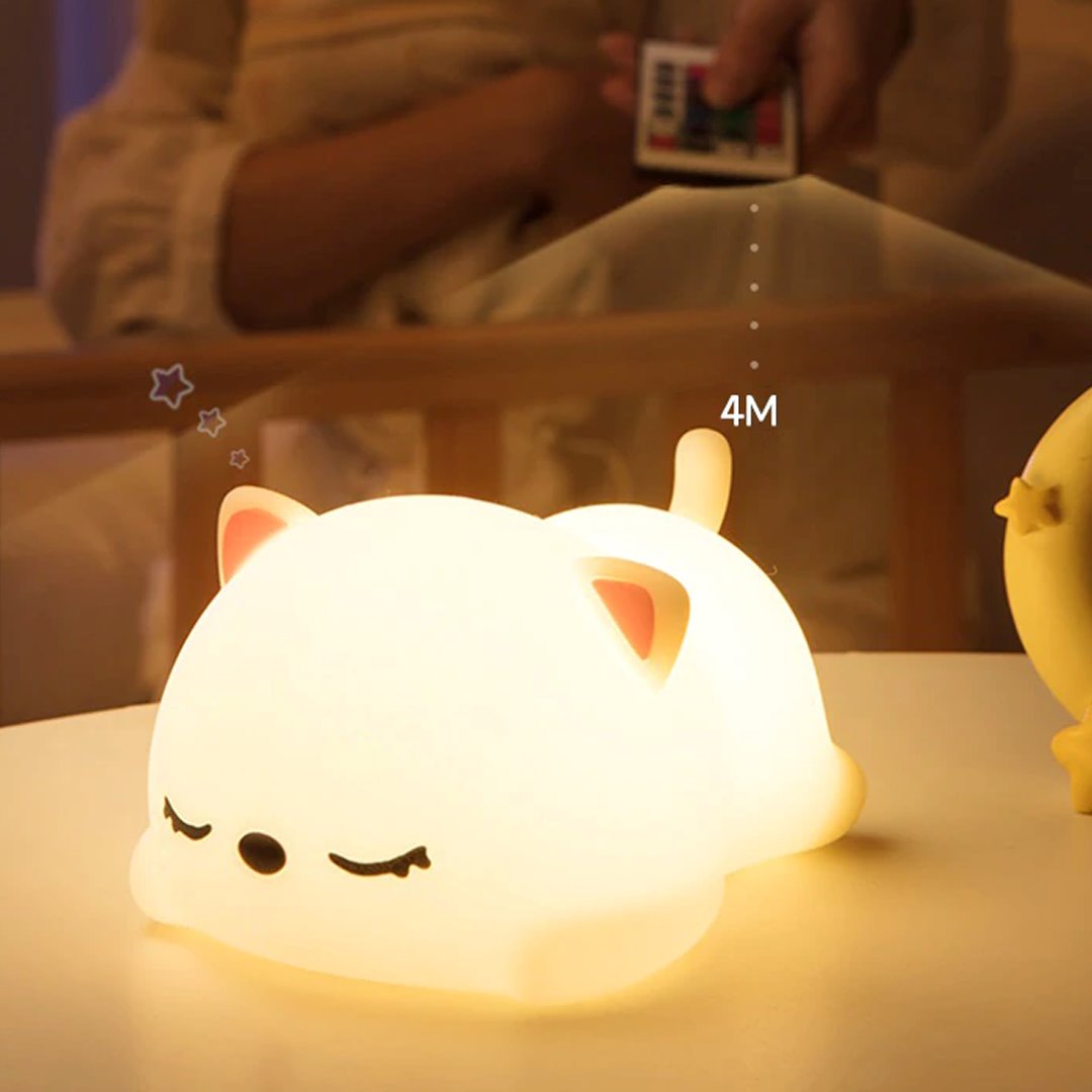 Laying Cat & Bunny LED Night Light - Kawaiies - Adorable - Cute - Plushies - Plush - Kawaii
