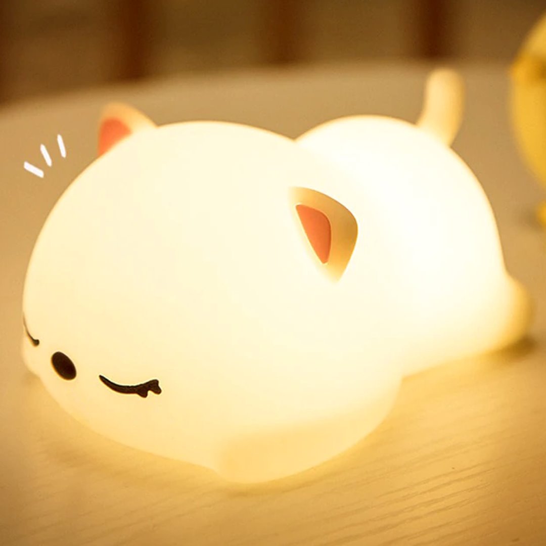 Laying Cat & Bunny LED Night Light - Kawaiies - Adorable - Cute - Plushies - Plush - Kawaii