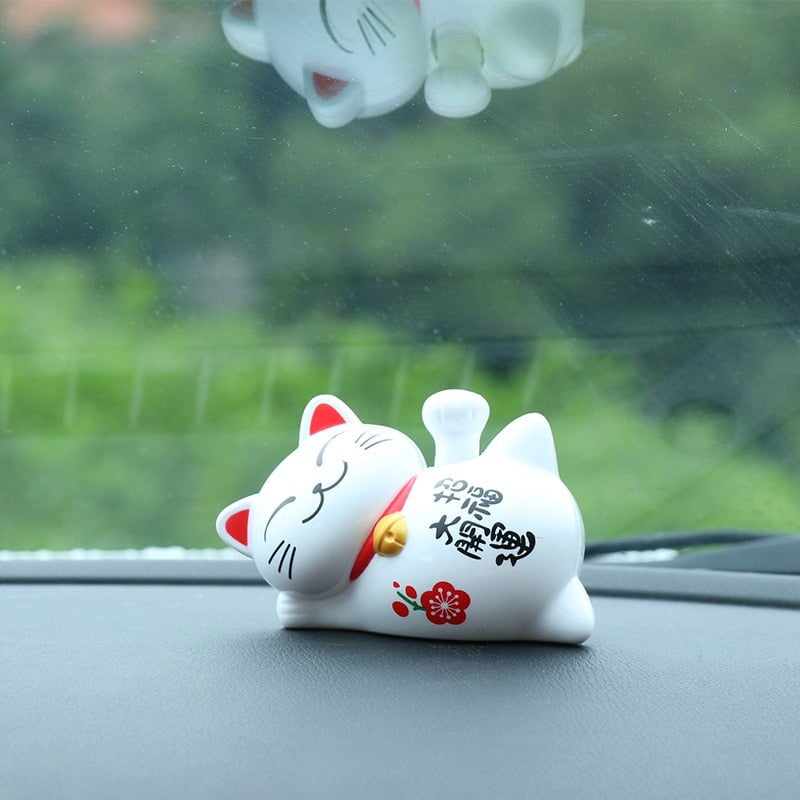 Lazy Japanese Lucky Cat Waving Arm Car Ornament - Kawaiies - Adorable - Cute - Plushies - Plush - Kawaii