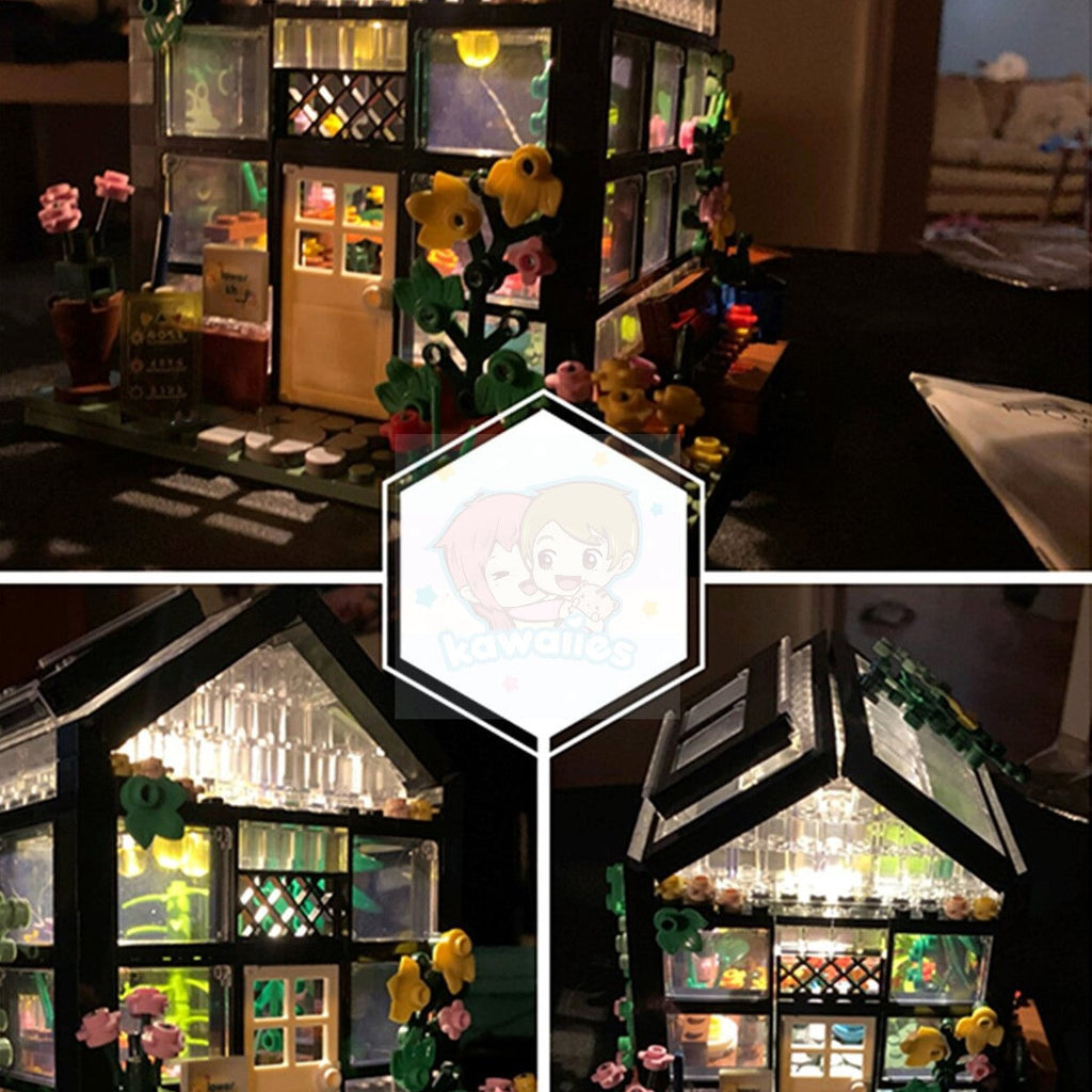 Light up Flower Cafe Shops Building Set Collection - Kawaiies - Adorable - Cute - Plushies - Plush - Kawaii