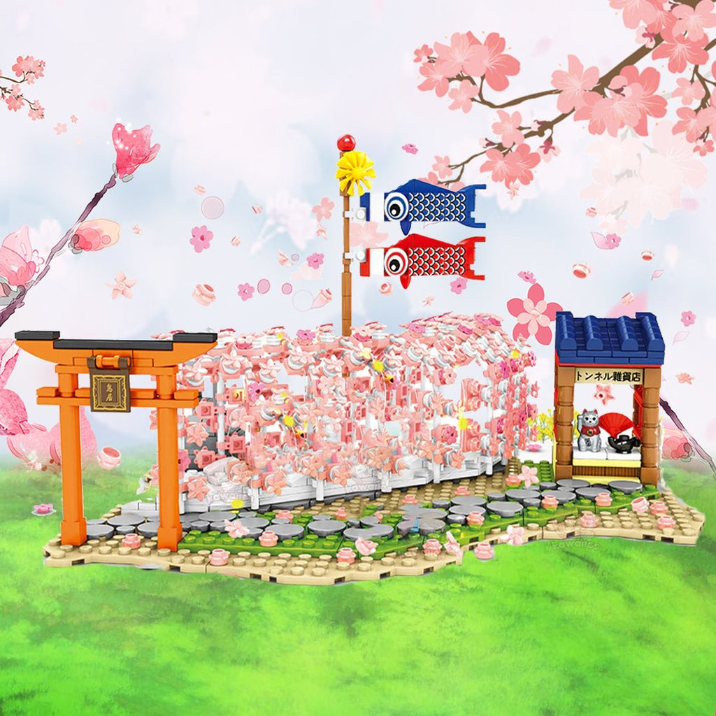 Light up Japanese Hakone Sakura Tree Tunnel Building Sets - Kawaiies - Adorable - Cute - Plushies - Plush - Kawaii