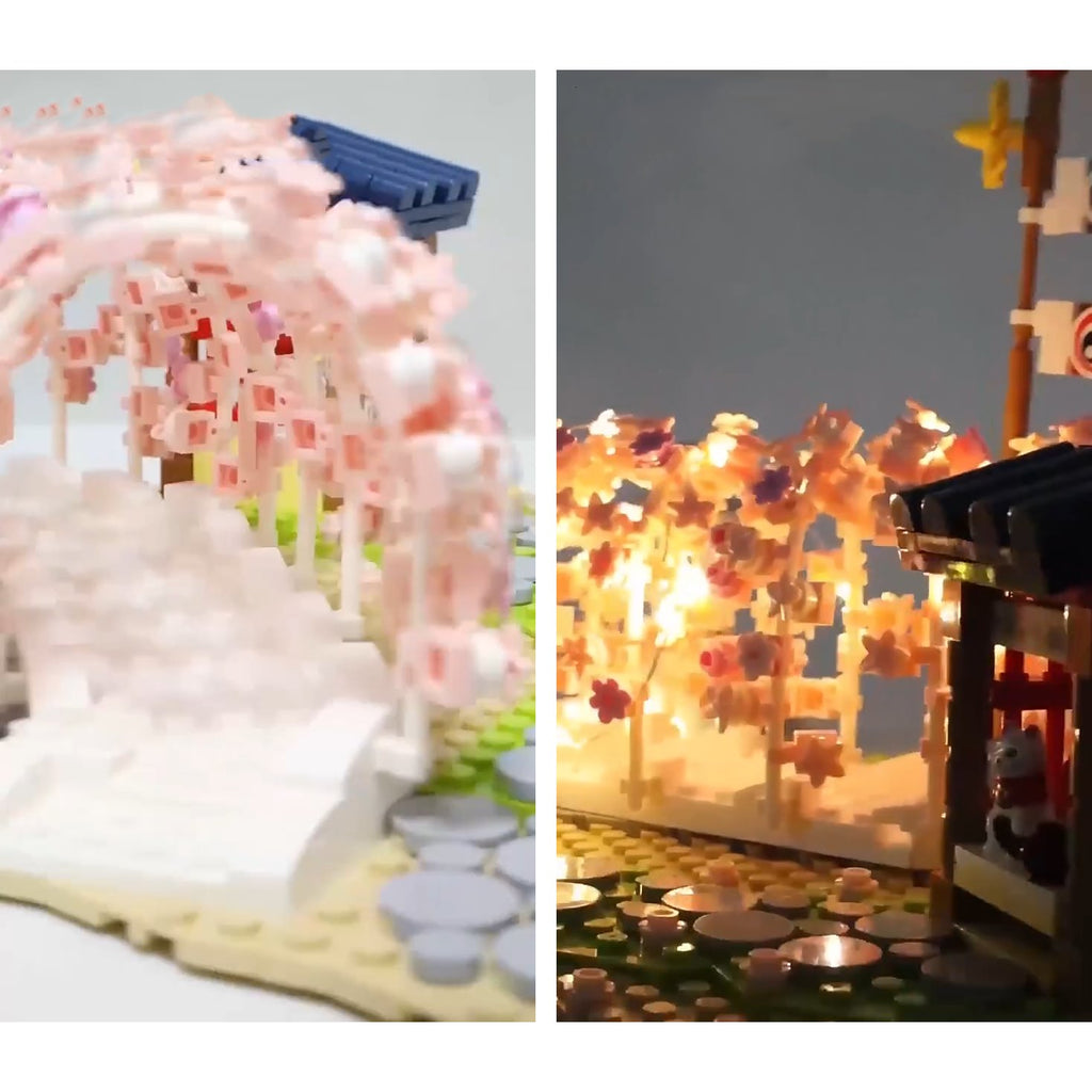 Light up Japanese Hakone Sakura Tree Tunnel Building Sets - Kawaiies - Adorable - Cute - Plushies - Plush - Kawaii