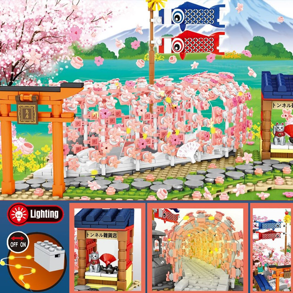 Light up Japanese Hakone Sakura Tree Tunnel Building Sets - Kawaiies - Adorable - Cute - Plushies - Plush - Kawaii