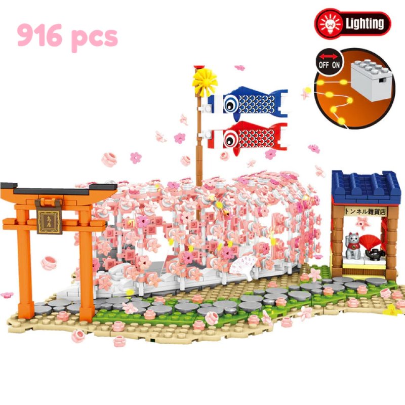 Light up Japanese Hakone Sakura Tree Tunnel Building Sets - Kawaiies - Adorable - Cute - Plushies - Plush - Kawaii