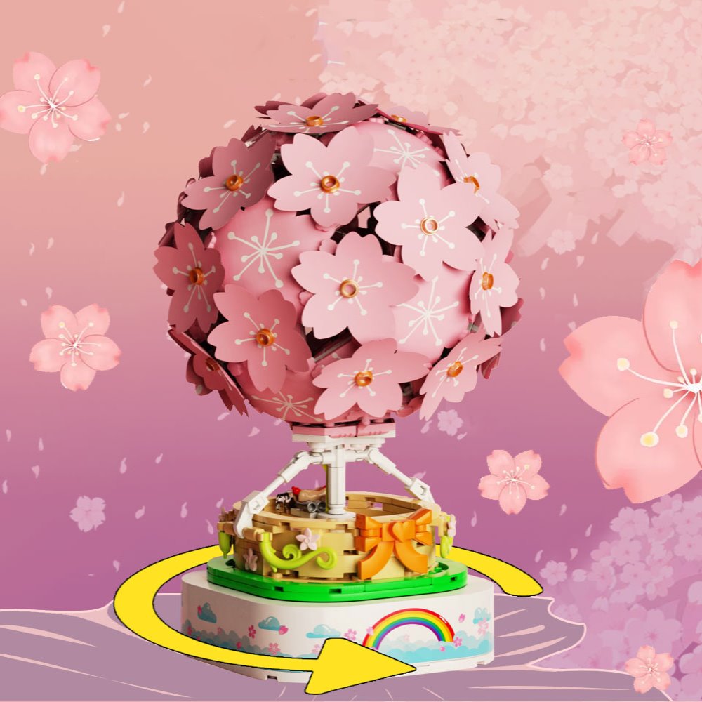 Light up Romantic Japanese Sakura Hot Air Balloon Music Box Building Sets - Kawaiies - Adorable - Cute - Plushies - Plush - Kawaii