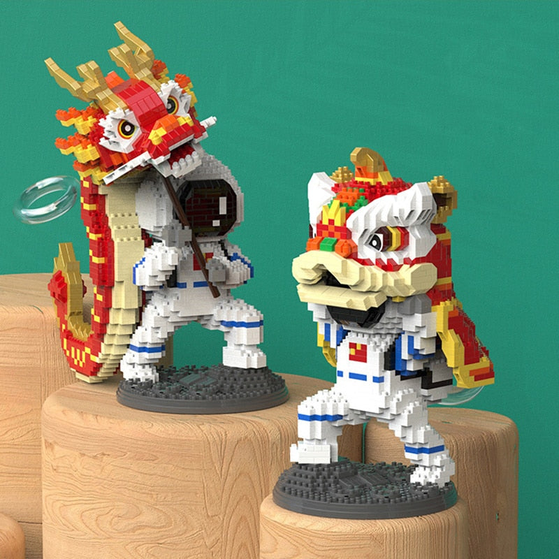 Lion & Dragon Dance Astronaut Nano Building Blocks - Kawaiies - Adorable - Cute - Plushies - Plush - Kawaii