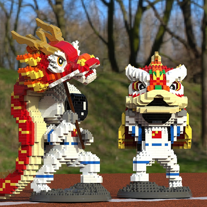 Lion & Dragon Dance Astronaut Nano Building Blocks - Kawaiies - Adorable - Cute - Plushies - Plush - Kawaii