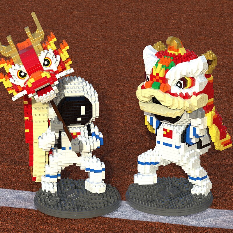 Lion & Dragon Dance Astronaut Nano Building Blocks - Kawaiies - Adorable - Cute - Plushies - Plush - Kawaii