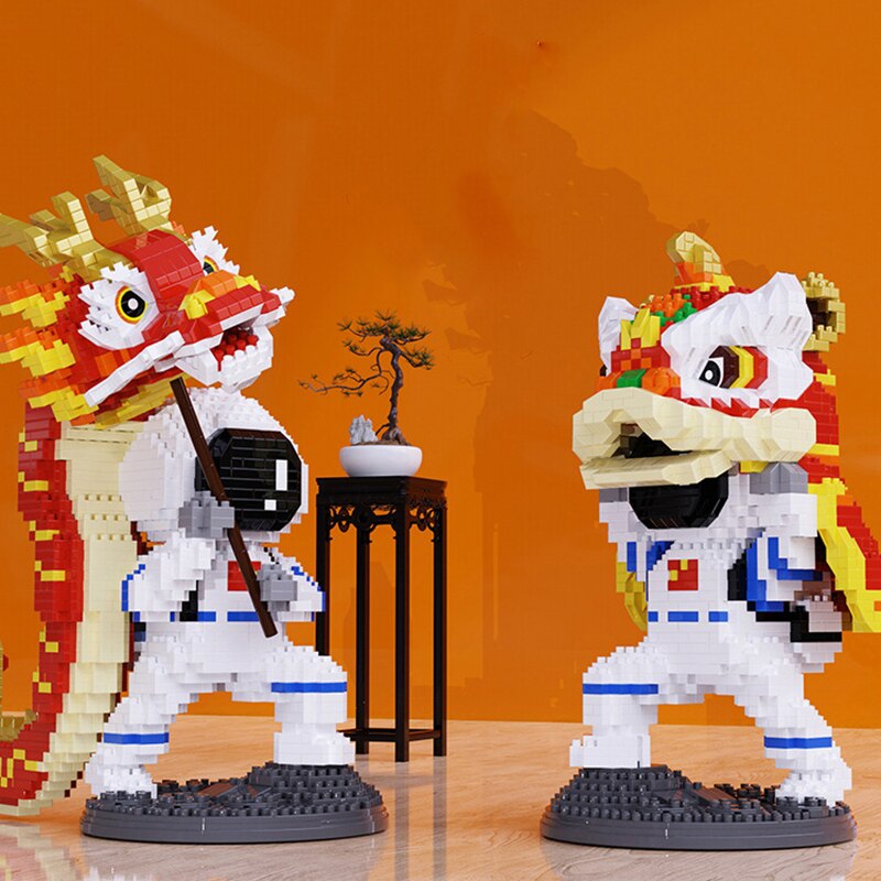 Lion & Dragon Dance Astronaut Nano Building Blocks - Kawaiies - Adorable - Cute - Plushies - Plush - Kawaii