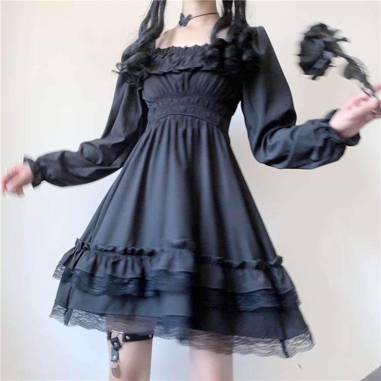 Lolita Black Mini High Waist Gothic Women's Dress - Kawaiies - Adorable - Cute - Plushies - Plush - Kawaii