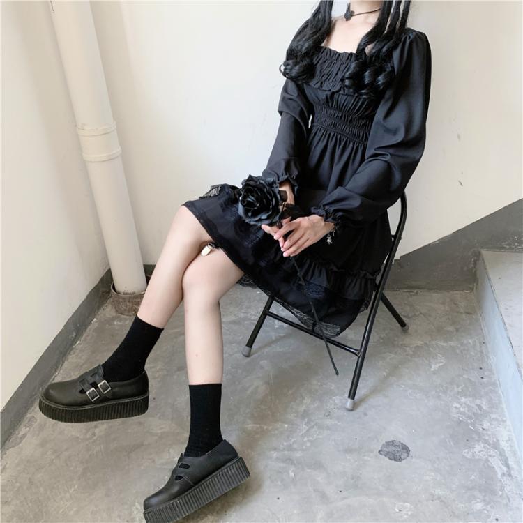 Lolita Black Mini High Waist Gothic Women's Dress - Kawaiies - Adorable - Cute - Plushies - Plush - Kawaii