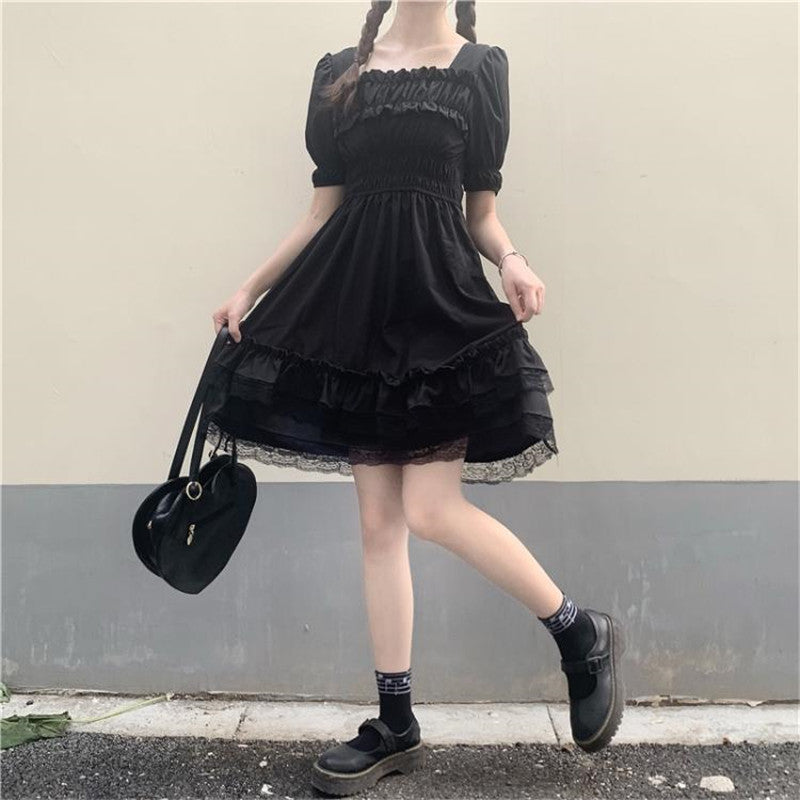 Lolita Black Mini High Waist Gothic Women's Dress - Kawaiies - Adorable - Cute - Plushies - Plush - Kawaii