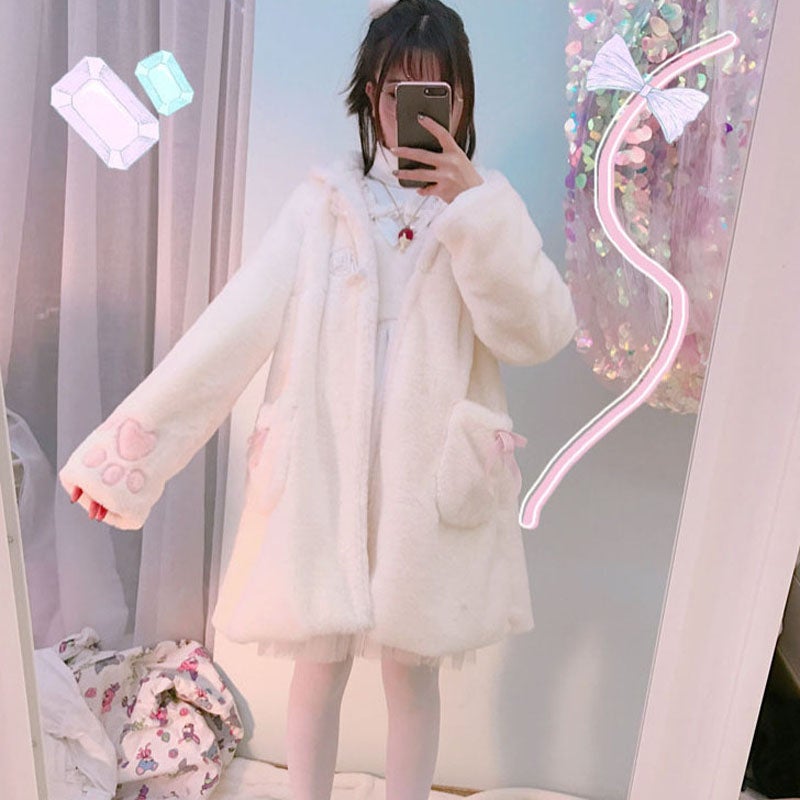 Lolita Fleece-lined Kitten Thickened Winter Women Jacket - Kawaiies - Adorable - Cute - Plushies - Plush - Kawaii