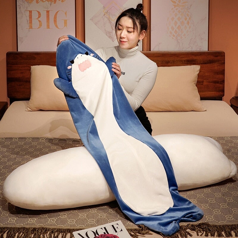 Long Cuddly Angry Shocked Shark Plushie | NEW - Kawaiies - Adorable - Cute - Plushies - Plush - Kawaii