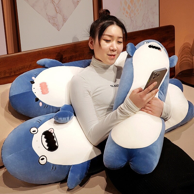 Long Cuddly Angry Shocked Shark Plushie | NEW - Kawaiies - Adorable - Cute - Plushies - Plush - Kawaii