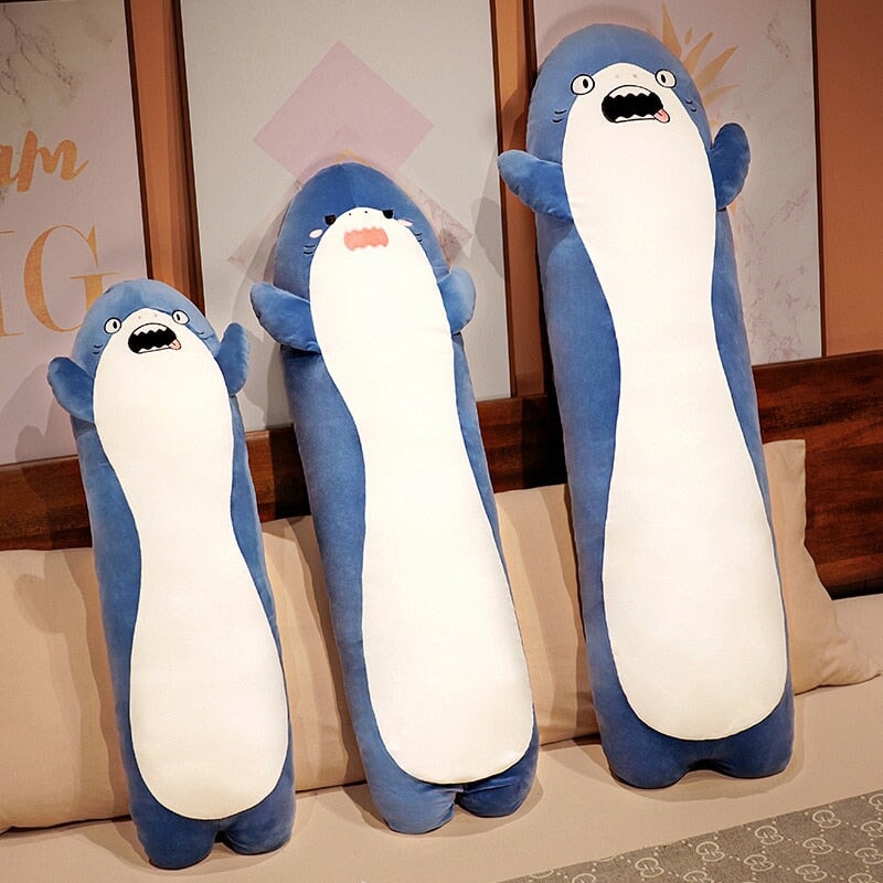 Long Cuddly Angry Shocked Shark Plushie | NEW - Kawaiies - Adorable - Cute - Plushies - Plush - Kawaii