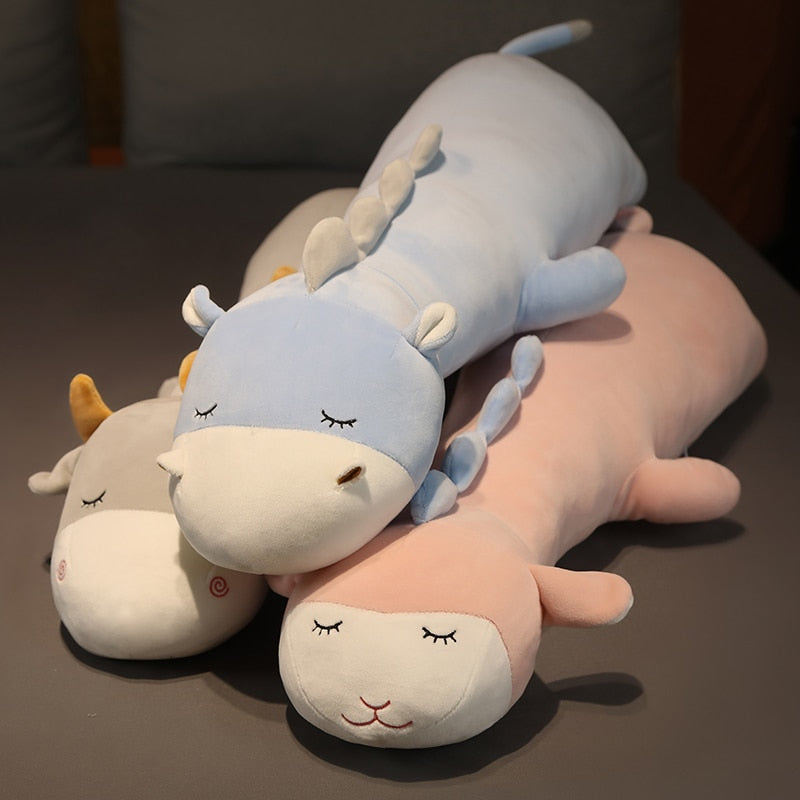 Long Cuddly Hippo Cow Sheep Plushies - Kawaiies - Adorable - Cute - Plushies - Plush - Kawaii