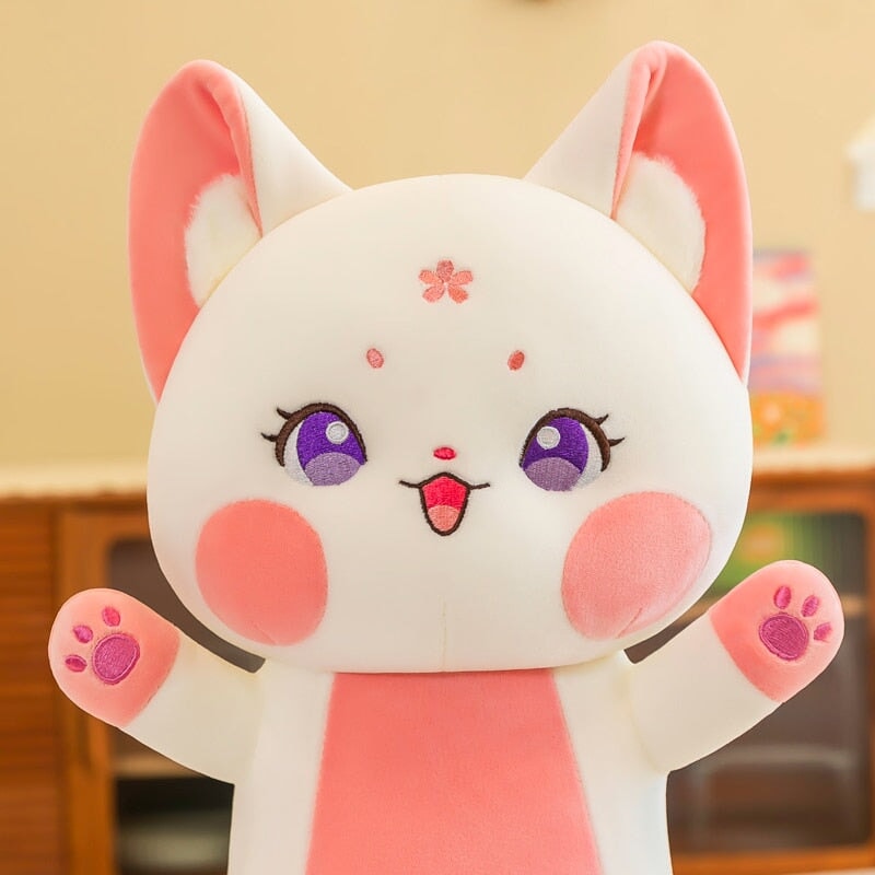Long Cuddly Sakura Fox Family Plushie - Kawaiies - Adorable - Cute - Plushies - Plush - Kawaii