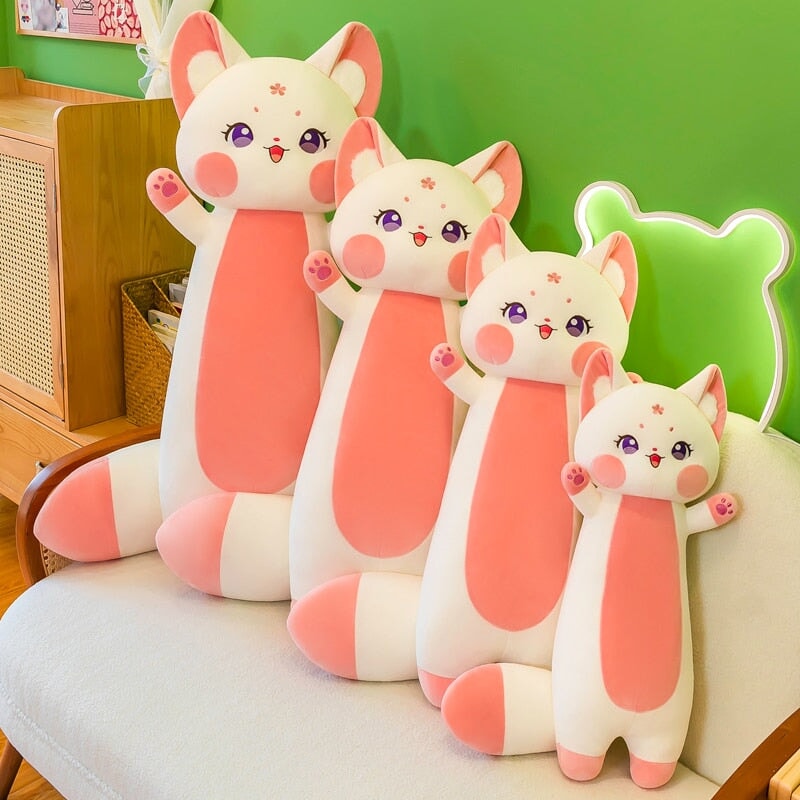 Long Cuddly Sakura Fox Family Plushie - Kawaiies - Adorable - Cute - Plushies - Plush - Kawaii