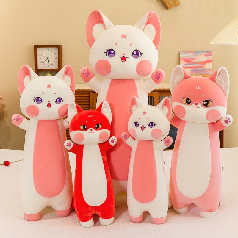 Long Cuddly Sakura Fox Family Plushie - Kawaiies - Adorable - Cute - Plushies - Plush - Kawaii