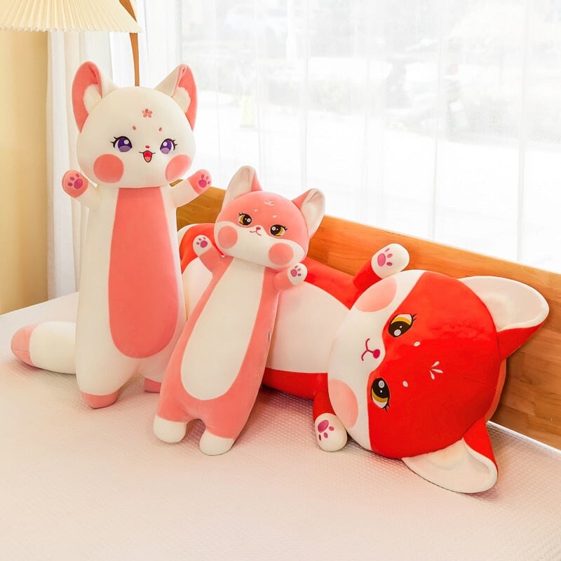 Long Cuddly Sakura Fox Family Plushie - Kawaiies - Adorable - Cute - Plushies - Plush - Kawaii