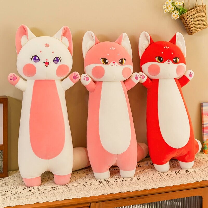 Long Cuddly Sakura Fox Family Plushie - Kawaiies - Adorable - Cute - Plushies - Plush - Kawaii