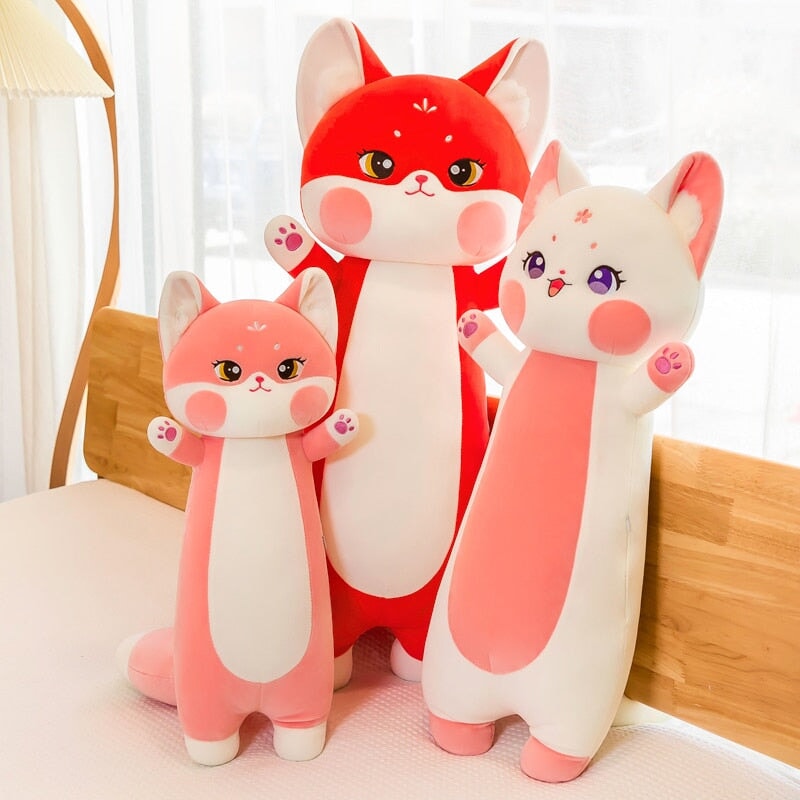 Long Cuddly Sakura Fox Family Plushie - Kawaiies - Adorable - Cute - Plushies - Plush - Kawaii